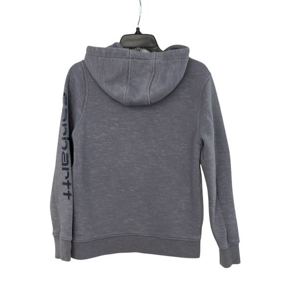 Carhartt Gray Hooded Sweatshirt with Sleeve Logo - Picture 2 of 10